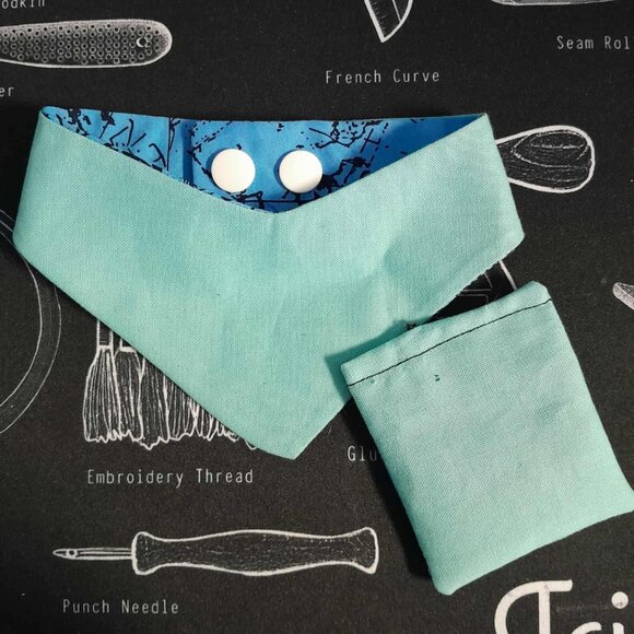 🪡Handmade CATS Reversible Nautical/Blue Bandana and Catnip Pouch Set - Picture 2 of 3